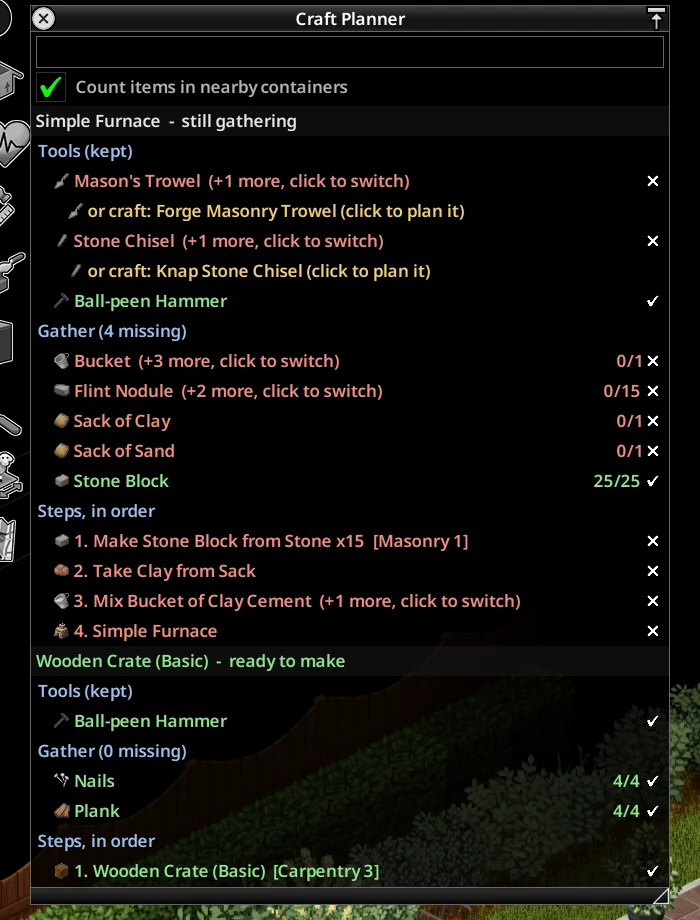 A plan for a Simple Furnace and a wooden crate
