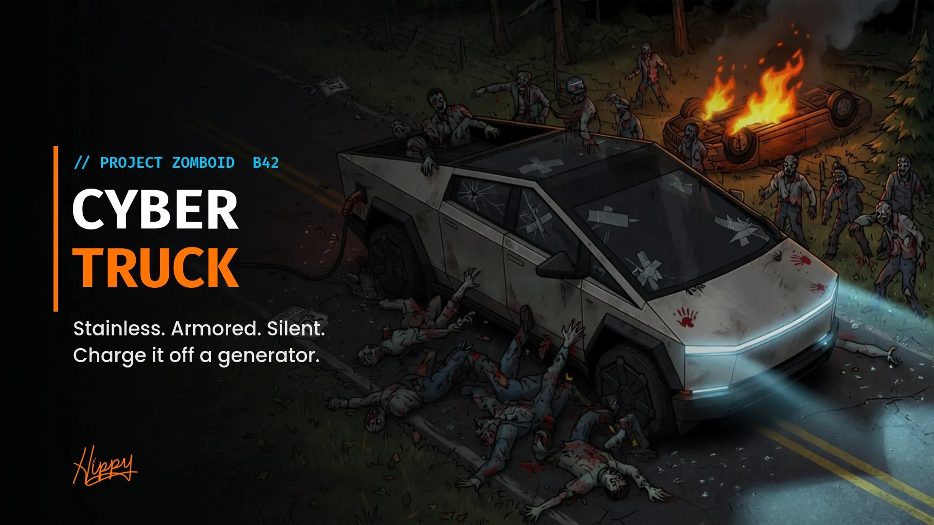 A Fully Loaded Cybertruck for Project Zomboid